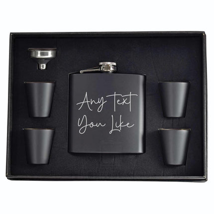 Personalised Hip Flask, Custom Engraved Flask with Custom Wording, Whisky Flask Gift for Men, Custom Gift Set, Handmade Gift - Black Oak Farm