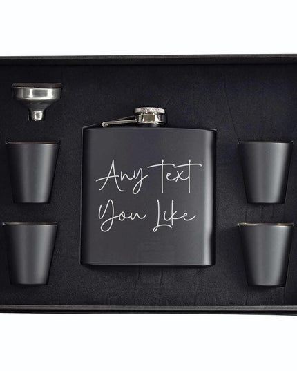 Personalised Hip Flask, Custom Engraved Flask with Custom Wording, Whisky Flask Gift for Men, Custom Gift Set, Handmade Gift - Black Oak Farm