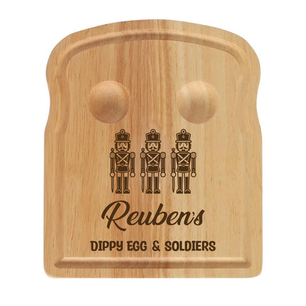 Personalised Kids Dippy Egg Board, Soldiers Breakfast Board for Children, Wooden Egg & Toast Holder, Cute Easter Gift, Egg Cup Plate - Black Oak Farm
