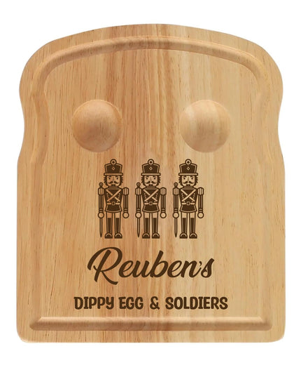 Personalised Kids Dippy Egg Board, Soldiers Breakfast Board for Children, Wooden Egg & Toast Holder, Cute Easter Gift, Egg Cup Plate - Black Oak Farm