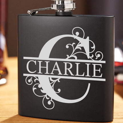 Personalised Monogram Hip Flask, Engraved Name Whisky Flask for Men, Custom Gift, Hip Flask Gift Set, Handmade Personalised Flask - Black Oak Farm