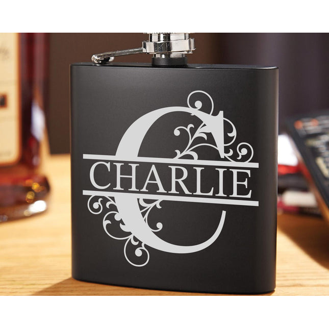 Personalised Monogram Hip Flask, Engraved Name Whisky Flask for Men, Custom Gift, Hip Flask Gift Set, Handmade Personalised Flask - Black Oak Farm