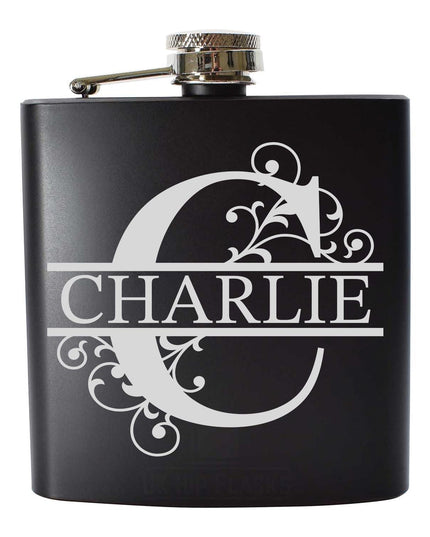 Personalised Monogram Hip Flask, Engraved Name Whisky Flask for Men, Custom Gift, Hip Flask Gift Set, Handmade Personalised Flask - Black Oak Farm