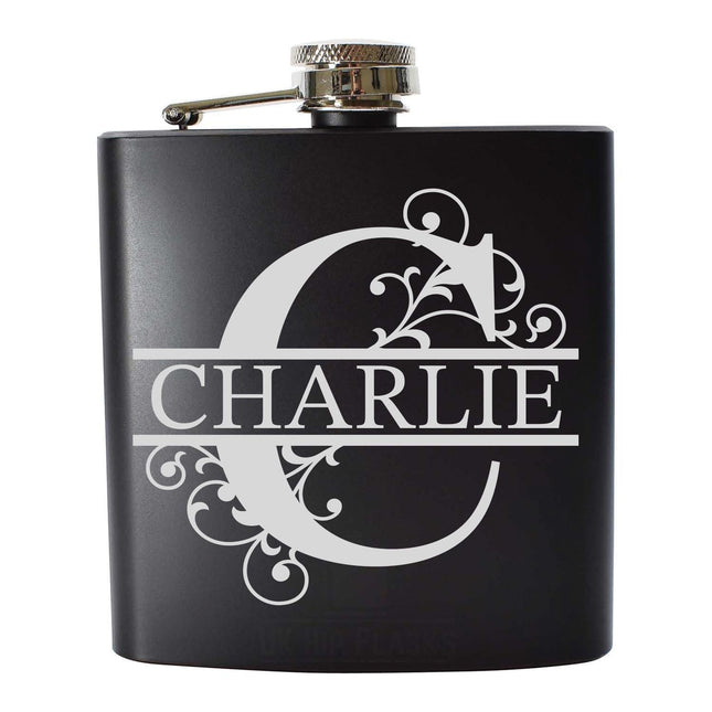 Personalised Monogram Hip Flask, Engraved Name Whisky Flask for Men, Custom Gift, Hip Flask Gift Set, Handmade Personalised Flask - Black Oak Farm