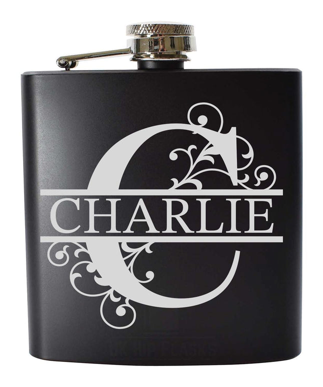 Personalised Monogram Hip Flask, Engraved Name Whisky Flask for Men, Custom Gift, Hip Flask Gift Set, Handmade Personalised Flask - Black Oak Farm