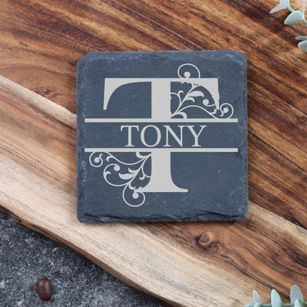 Personalised Slate Coaster, Custom Name Barware Gift for Him, Gin Lovers Bar Mat, New Home Accessories Housewarming Gift - Black Oak Farm