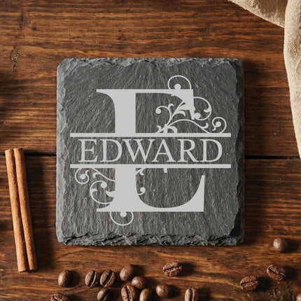 Personalised Slate Coaster, Custom Name Barware Gift for Him, Gin Lovers Bar Mat, New Home Accessories Housewarming Gift - Black Oak Farm