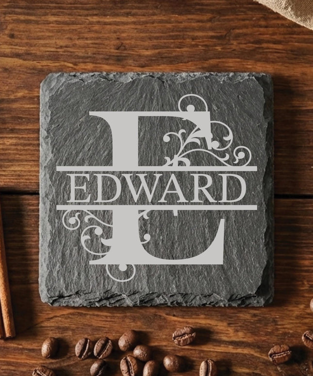 Personalised Slate Coaster, Custom Name Barware Gift for Him, Gin Lovers Bar Mat, New Home Accessories Housewarming Gift - Black Oak Farm