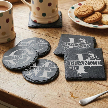 Personalised Slate Coaster, Custom Name Barware Gift for Him, Gin Lovers Bar Mat, New Home Accessories Housewarming Gift - Black Oak Farm