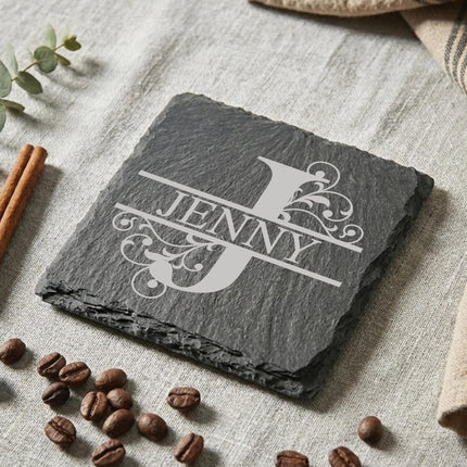 Personalised Slate Coaster, Custom Name Barware Gift for Him, Gin Lovers Bar Mat, New Home Accessories Housewarming Gift - Black Oak Farm