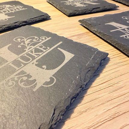 Personalised Slate Coaster, Custom Name Barware Gift for Him, Gin Lovers Bar Mat, New Home Accessories Housewarming Gift - Black Oak Farm