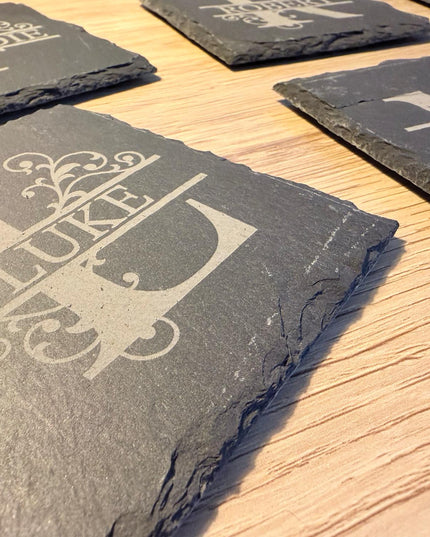 Personalised Slate Coaster, Custom Name Barware Gift for Him, Gin Lovers Bar Mat, New Home Accessories Housewarming Gift - Black Oak Farm