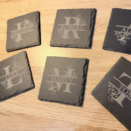 Personalised Slate Coaster, Custom Name Barware Gift for Him, Gin Lovers Bar Mat, New Home Accessories Housewarming Gift - Black Oak Farm