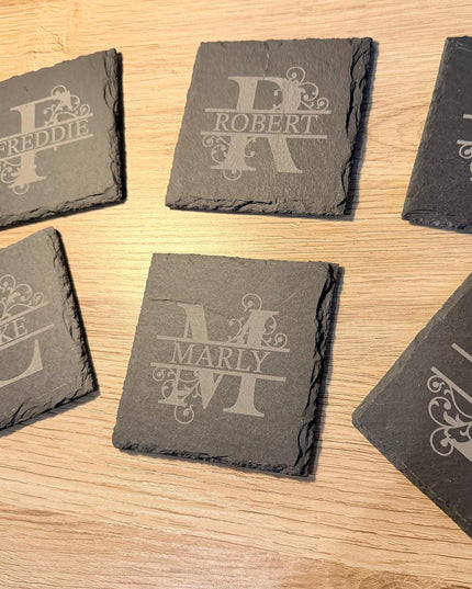 Personalised Slate Coaster, Custom Name Barware Gift for Him, Gin Lovers Bar Mat, New Home Accessories Housewarming Gift - Black Oak Farm