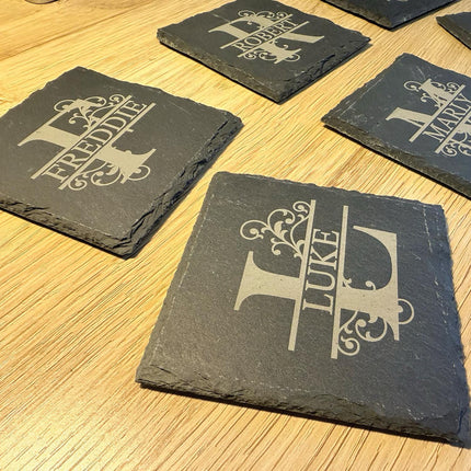Personalised Slate Coaster, Custom Name Barware Gift for Him, Gin Lovers Bar Mat, New Home Accessories Housewarming Gift - Black Oak Farm