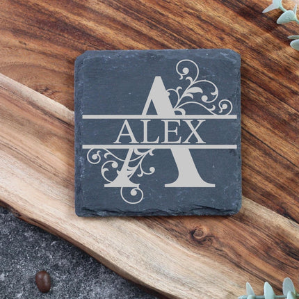 Personalised Slate Coaster, Custom Name Barware Gift for Him, Gin Lovers Bar Mat, New Home Accessories Housewarming Gift - Black Oak Farm