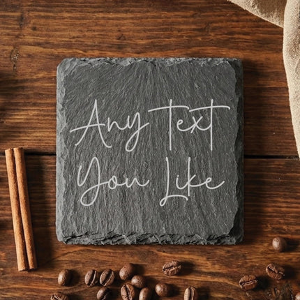 Personalised Slate Coaster, Custom Text Engraved Gift – Choose Any Wording & Font Rustic Natural Slate Drink Mat Wedding, Home, Anniversary - Black Oak Farm