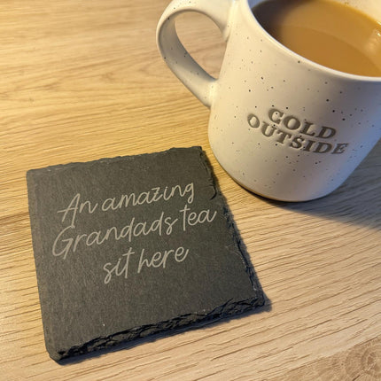 Personalised Slate Coaster, Custom Text Engraved Gift – Choose Any Wording & Font Rustic Natural Slate Drink Mat Wedding, Home, Anniversary - Black Oak Farm