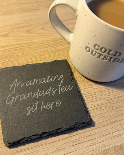 Personalised Slate Coaster, Custom Text Engraved Gift – Choose Any Wording & Font Rustic Natural Slate Drink Mat Wedding, Home, Anniversary - Black Oak Farm