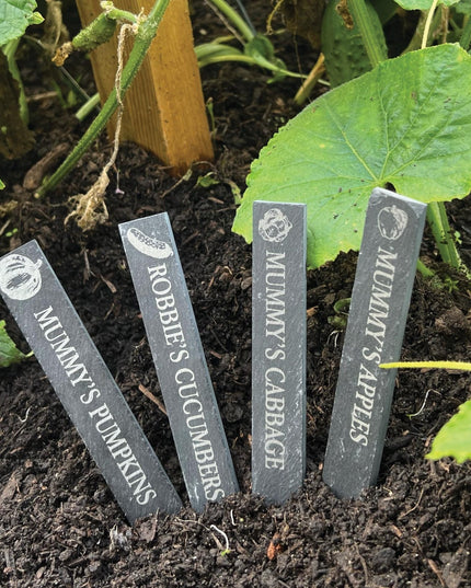 Personalised Slate Plant Marker, Custom Garden Label for Herbs, Flowers or Grandma’s Garden, Outdoor Garden Gift, Slate Plant Stake Plaque - Black Oak Farm