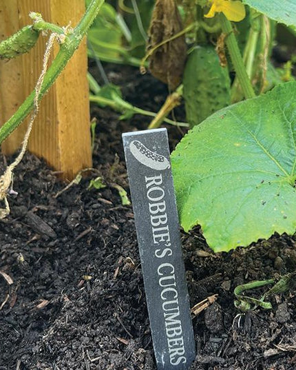Personalised Slate Plant Marker, Custom Garden Label for Herbs, Flowers or Grandma’s Garden, Outdoor Garden Gift, Slate Plant Stake Plaque - Black Oak Farm