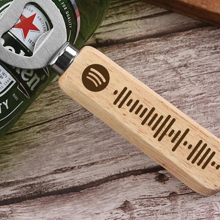 Personalised Spotify Code Bottle Opener, Custom Wooden Engraved Music Lover Gift, Kitchen & Bar Accessory, Secret Santa Hostess Gift - Black Oak Farm