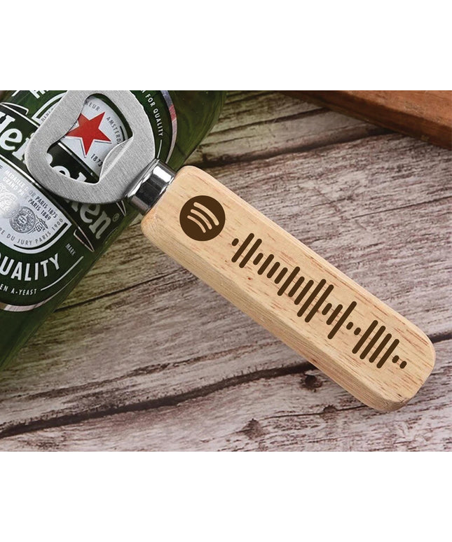 Personalised Spotify Code Bottle Opener, Custom Wooden Engraved Music Lover Gift, Kitchen & Bar Accessory, Secret Santa Hostess Gift - Black Oak Farm