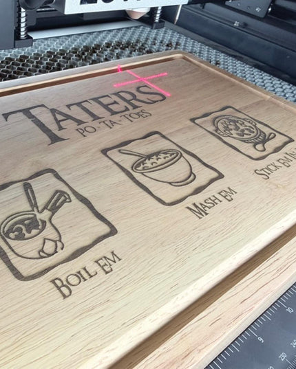 Personalised Taters Chopping Board, Fantasy Inspired Gift, Boil Em Mash Em Stew, Custom Wood Cutting Board, New Housewarming Gift for Foodie - Black Oak Farm