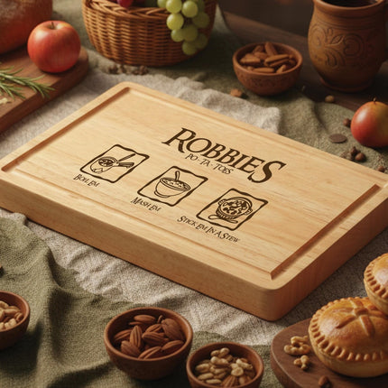 Personalised Taters Chopping Board, Fantasy Inspired Gift, Boil Em Mash Em Stew, Custom Wood Cutting Board, New Housewarming Gift for Foodie - Black Oak Farm