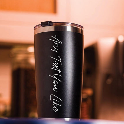 Personalised Thermal Coffee Tumbler, Custom Engraved Travel Mug, Coffee Lovers Gift, Custom Message Tumbler • Travel Cup Gift - Black Oak Farm