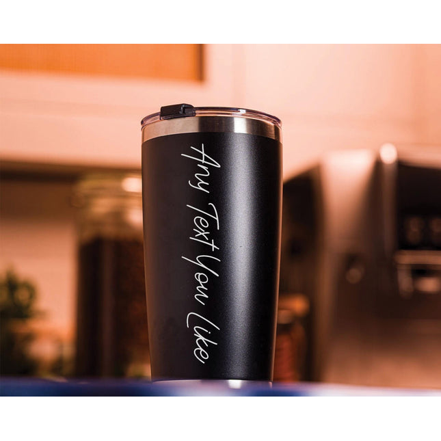 Personalised Thermal Coffee Tumbler, Custom Engraved Travel Mug, Coffee Lovers Gift, Custom Message Tumbler • Travel Cup Gift - Black Oak Farm