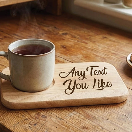 Personalised Wooden Biscuit Board with Mug Slot | Engraved Tea and Biscuit Tray | Breakfast Board | Unique Hostess Gift for Food Lovers - Black Oak Farm