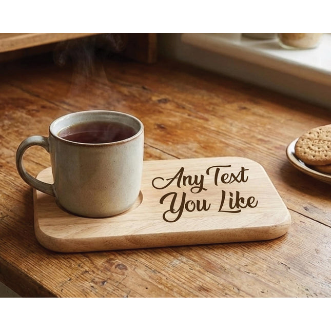 Personalised Wooden Biscuit Board with Mug Slot | Engraved Tea and Biscuit Tray | Breakfast Board | Unique Hostess Gift for Food Lovers - Black Oak Farm