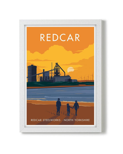 Redcar Steelworks Travel Poster Print, Vintage Framed or Unframed Wall Art, Retro Large Home Decor Prints - Black Oak Farm