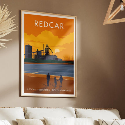 Redcar Steelworks Travel Poster Print, Vintage Framed or Unframed Wall Art, Retro Large Home Decor Prints - Black Oak Farm
