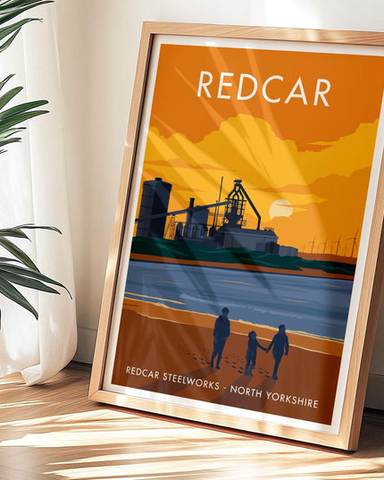 Redcar Steelworks Travel Poster Print, Vintage Framed or Unframed Wall Art, Retro Large Home Decor Prints - Black Oak Farm