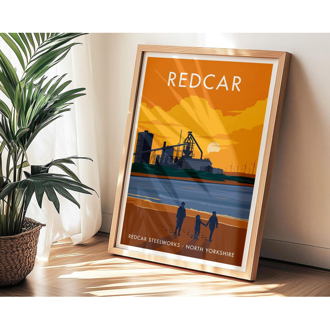 Redcar Steelworks Travel Poster Print, Vintage Framed or Unframed Wall Art, Retro Large Home Decor Prints - Black Oak Farm
