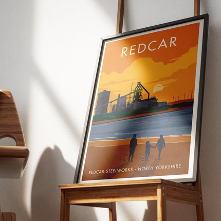 Redcar Steelworks Travel Poster Print, Vintage Framed or Unframed Wall Art, Retro Large Home Decor Prints - Black Oak Farm