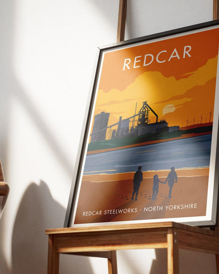 Redcar Steelworks Travel Poster Print, Vintage Framed or Unframed Wall Art, Retro Large Home Decor Prints - Black Oak Farm