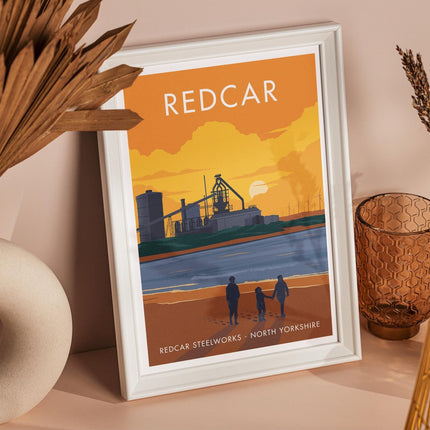 Redcar Steelworks Travel Poster Print, Vintage Framed or Unframed Wall Art, Retro Large Home Decor Prints - Black Oak Farm
