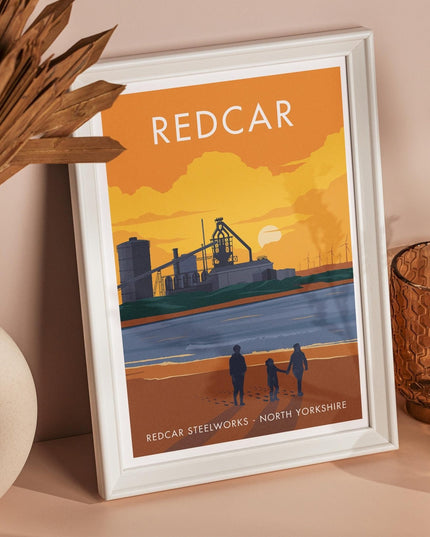 Redcar Steelworks Travel Poster Print, Vintage Framed or Unframed Wall Art, Retro Large Home Decor Prints - Black Oak Farm