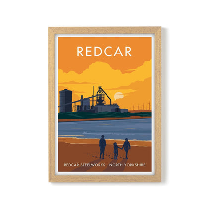 Redcar Steelworks Travel Poster Print, Vintage Framed or Unframed Wall Art, Retro Large Home Decor Prints - Black Oak Farm