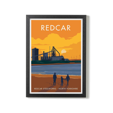 Redcar Steelworks Travel Poster Print, Vintage Framed or Unframed Wall Art, Retro Large Home Decor Prints - Black Oak Farm