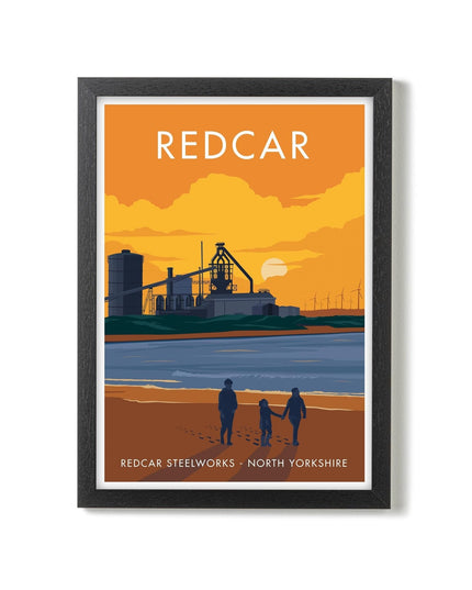 Redcar Steelworks Travel Poster Print, Vintage Framed or Unframed Wall Art, Retro Large Home Decor Prints - Black Oak Farm