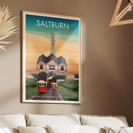Saltburn Travel Poster Print, Vintage Framed or Unframed Wall Art, Retro Large Home Decor Prints - Black Oak Farm