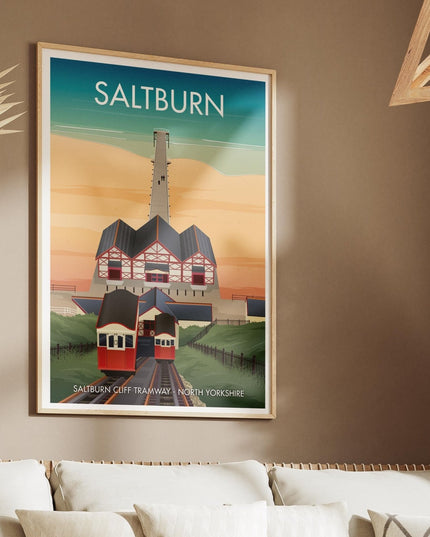 Saltburn Travel Poster Print, Vintage Framed or Unframed Wall Art, Retro Large Home Decor Prints - Black Oak Farm