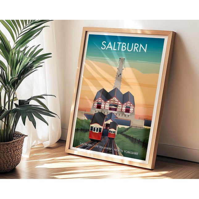 Saltburn Travel Poster Print, Vintage Framed or Unframed Wall Art, Retro Large Home Decor Prints - Black Oak Farm