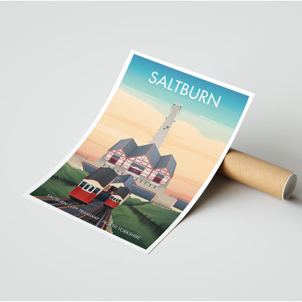 Saltburn Travel Poster Print, Vintage Framed or Unframed Wall Art, Retro Large Home Decor Prints - Black Oak Farm