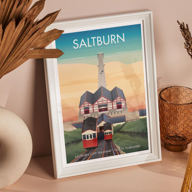 Saltburn Travel Poster Print, Vintage Framed or Unframed Wall Art, Retro Large Home Decor Prints - Black Oak Farm