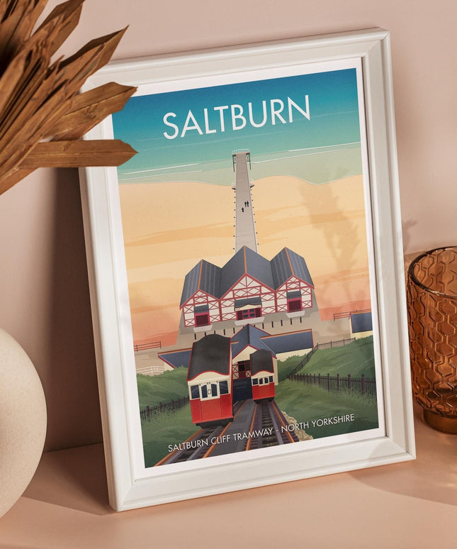 Saltburn Travel Poster Print, Vintage Framed or Unframed Wall Art, Retro Large Home Decor Prints - Black Oak Farm